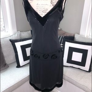 Nine West dress Black Velvet trim very elegant